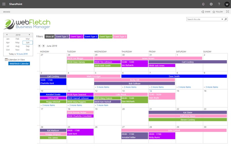 Sharepoint calendar filter
